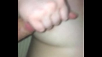Wife jerking me off onto her tits