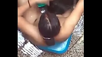 Indian Bathing outdoor nude