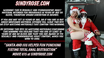 Santa and his helper fun fisting total anal destruction