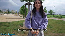 Public Agent - slim natural Italian student uses her nice tits and small ass for quick cash