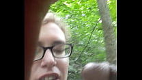 White girl getting some bbc in the woods